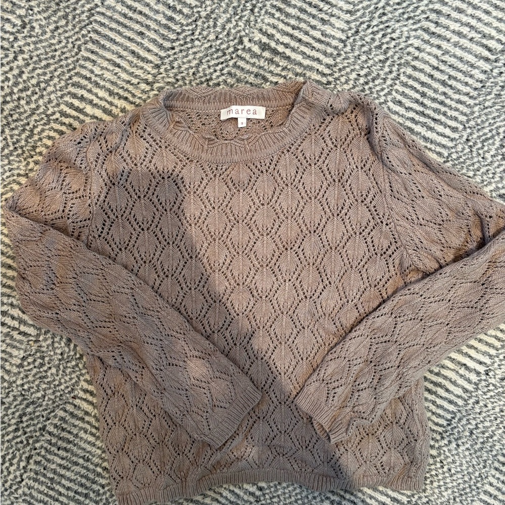 Marea Brown/Taupe Crew Neck Sweater with Textured Knit
